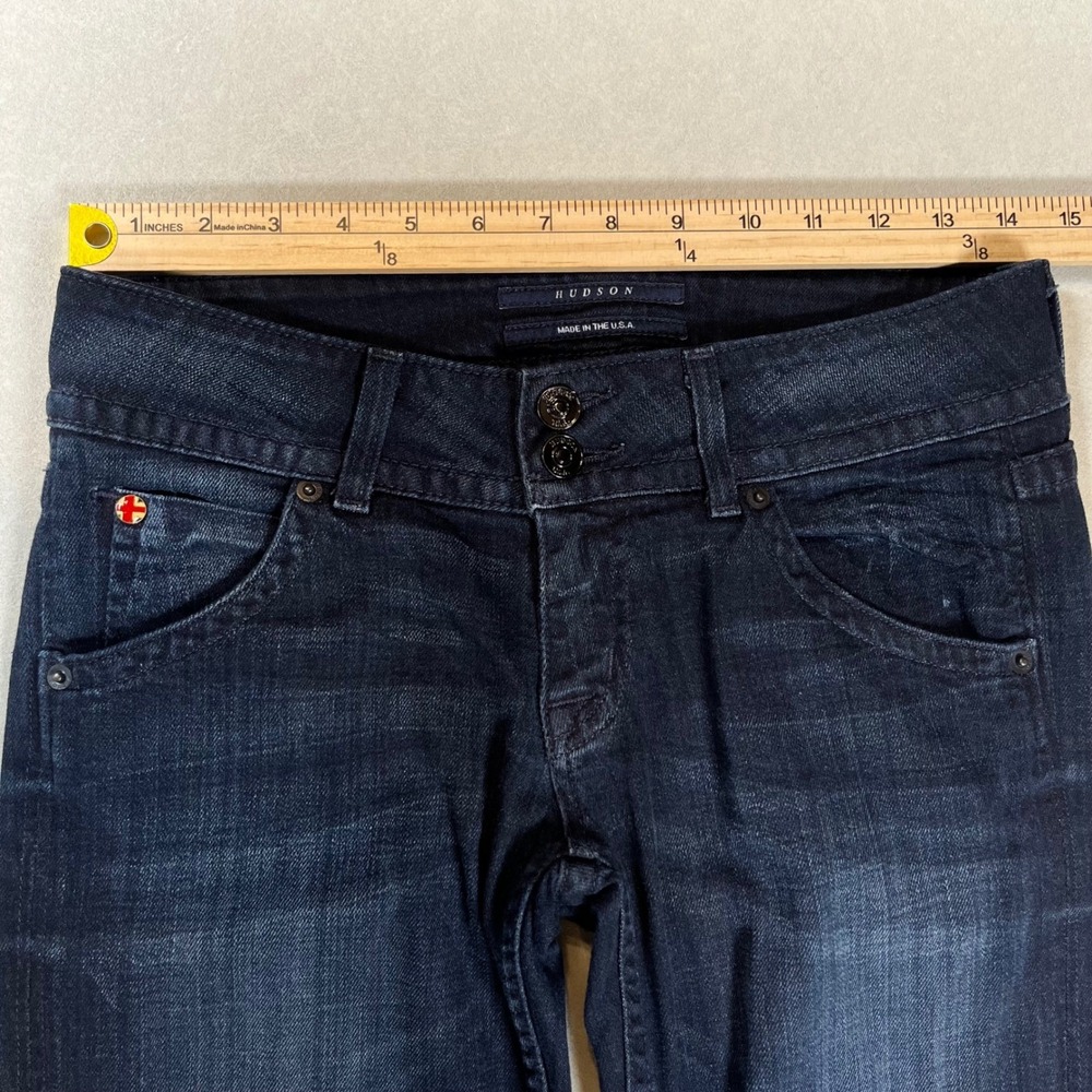 Hudson Beth Baby Bootcut Jeans Women 26 Dark Wash Blue Low Rise Flap Pocket USA - Picture 6 of 10